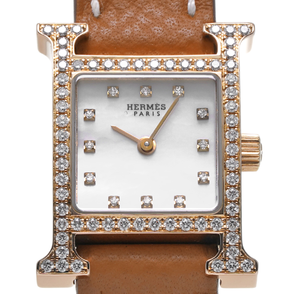 エルメス Hウォッチ ミニ HH1.171 ホワイトシェル/ダイヤモンド