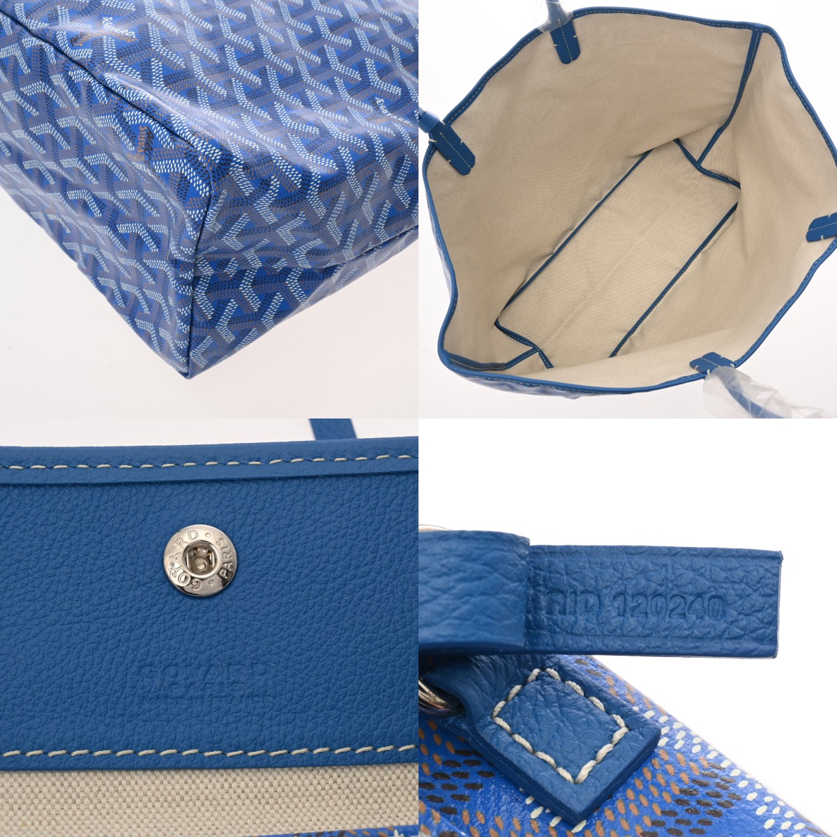 ゴヤール サンルイ PM ヘリンボーン ブルー PVC/レザー ユニセックス