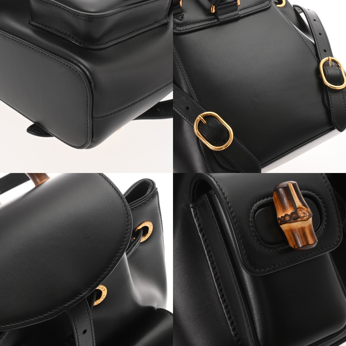 グッチ バンブー リュックサック ブラック 702101 レザー ユニセックス