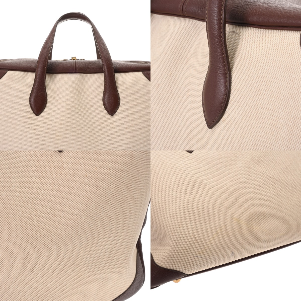 エルメス ヴィクトリア 50 ボストンバッグ エクリュ/ルージュアッシュ