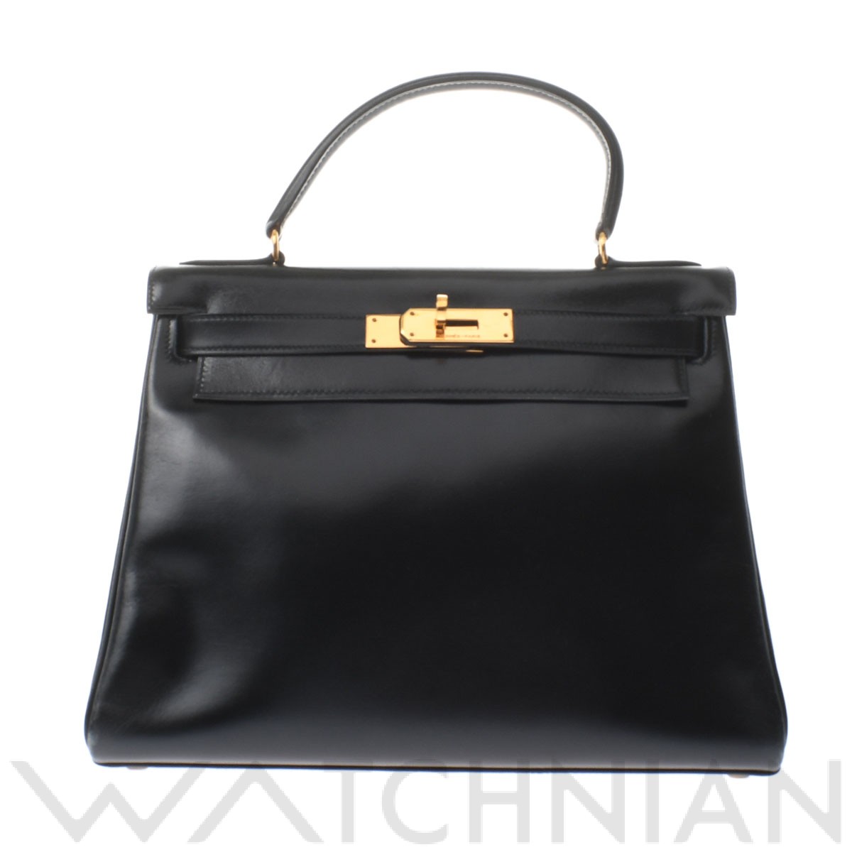 ケリー28 内縫い ブラック/ゴールド金具 ボックスカーフ HERMES
