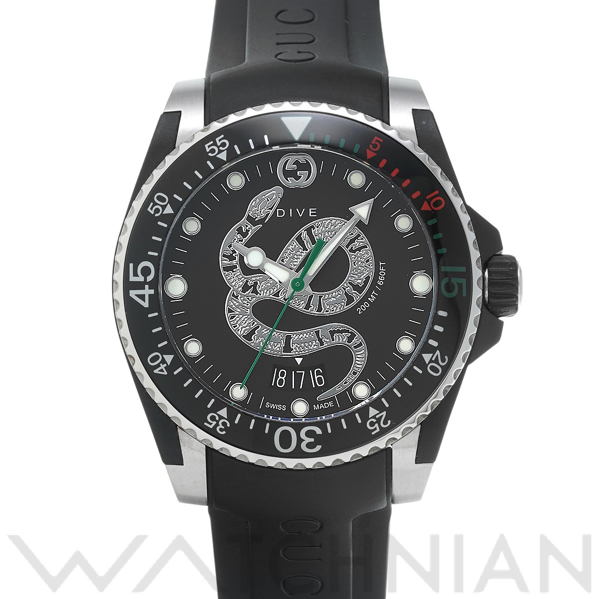 グッチ / GUCCI ダイブ スネーク YA136323 ブラック レディース 時計
