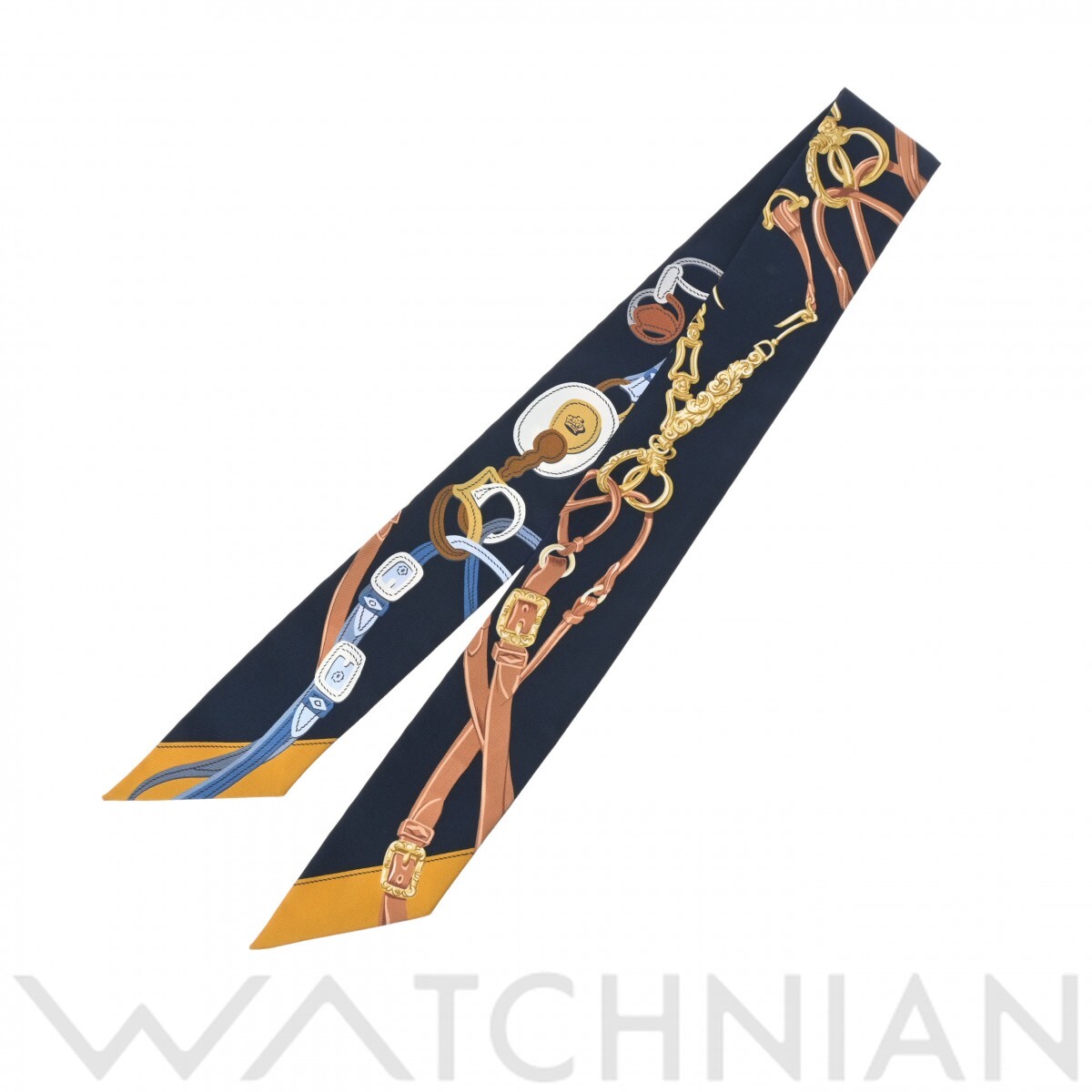 エルメス ツイリー BRIDES DE GALA ネイビー シルク100％ レディース