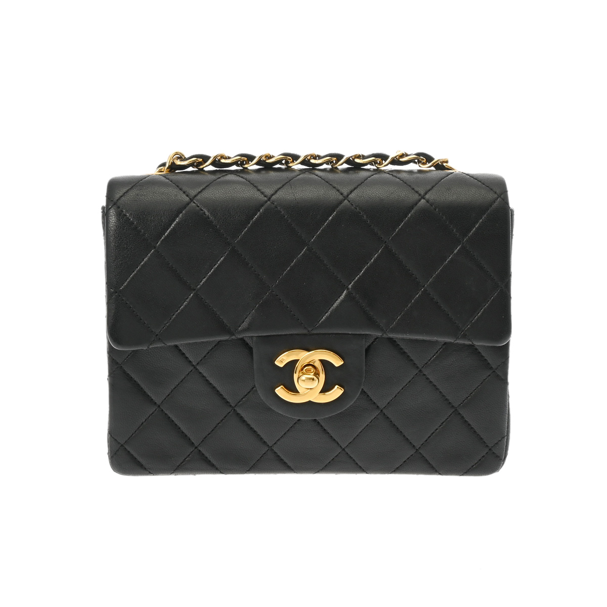 シャネル マトラッセ ミニ クラシック チェーンショルダー ブラック