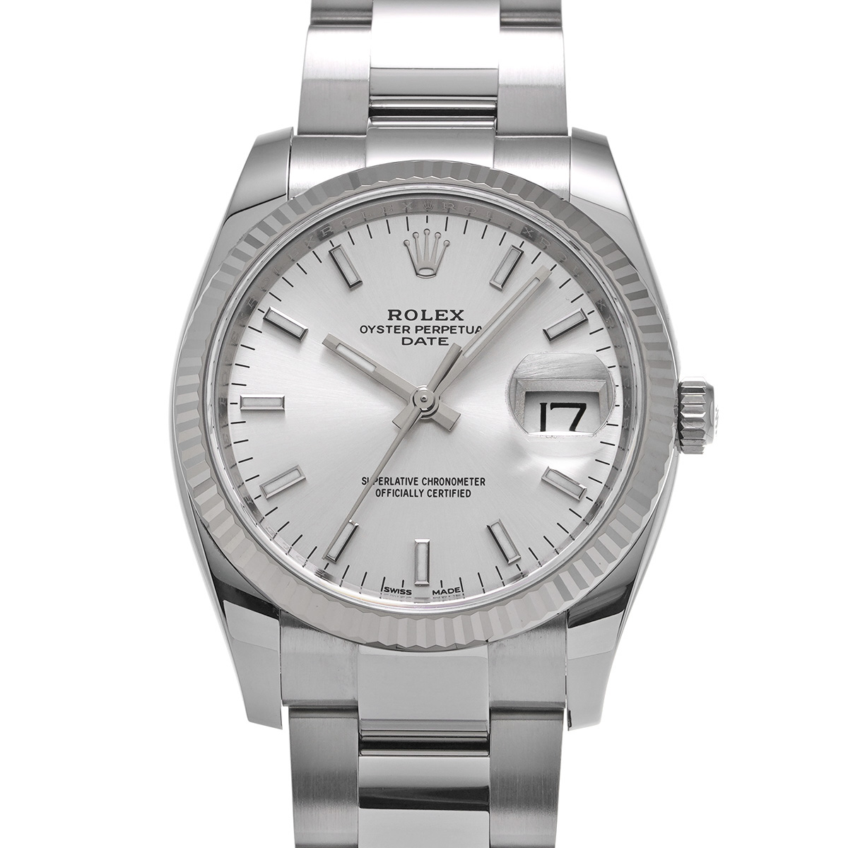 ロレックス オイスターパーペチュアル デイト 115234 ホワイト メンズ