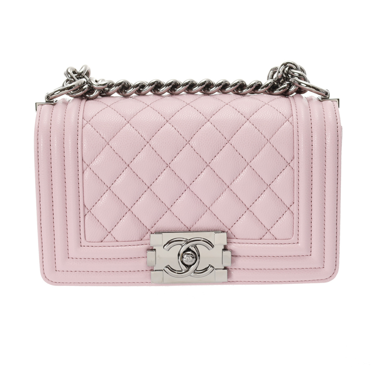 シャネル ボーイシャネル チェーンショルダー 20cm ピンク A67085 グレ