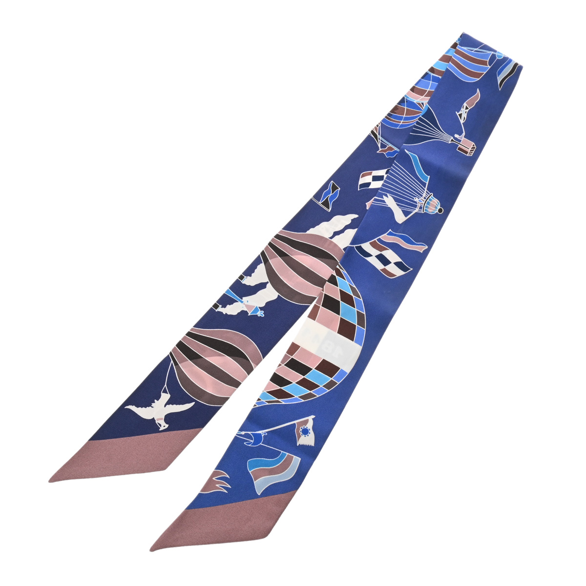 エルメス ツイリー LES FOLIES DU CIEL ブルー系マルチカラー シルク