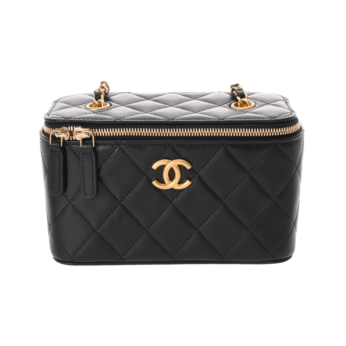シャネル マトラッセ ヴァニティケース ブラック ラムスキン