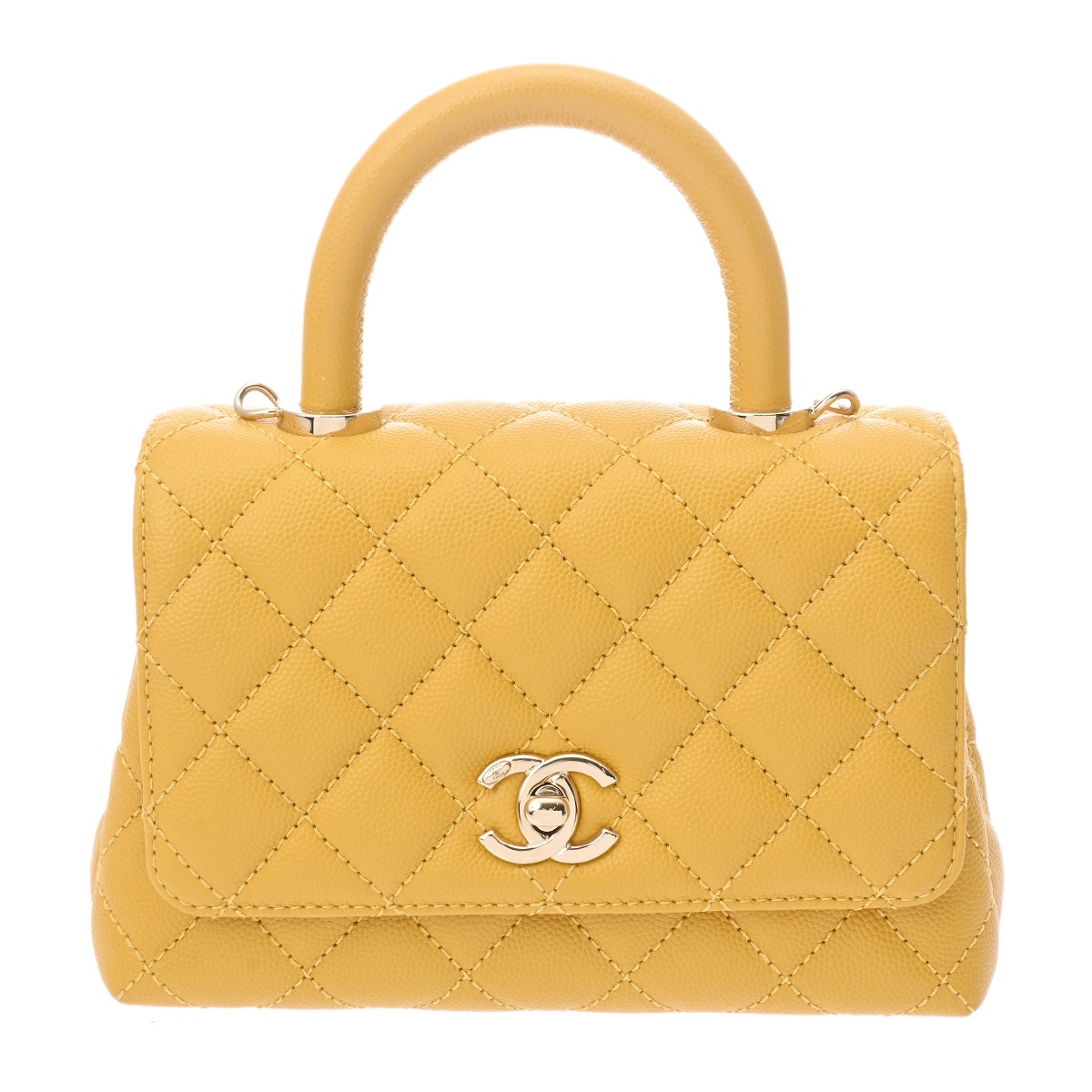 シャネル マトラッセ ココハンドル XXS イエロー AS2215 グレインド