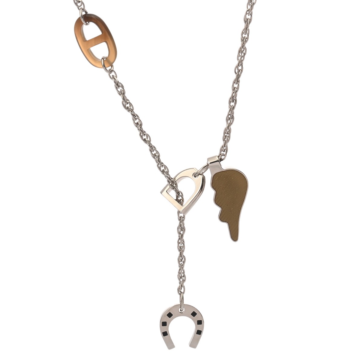 エルメス ネックレス ボン ヴォヤージュ ブラック/ドレ/シルバー金具