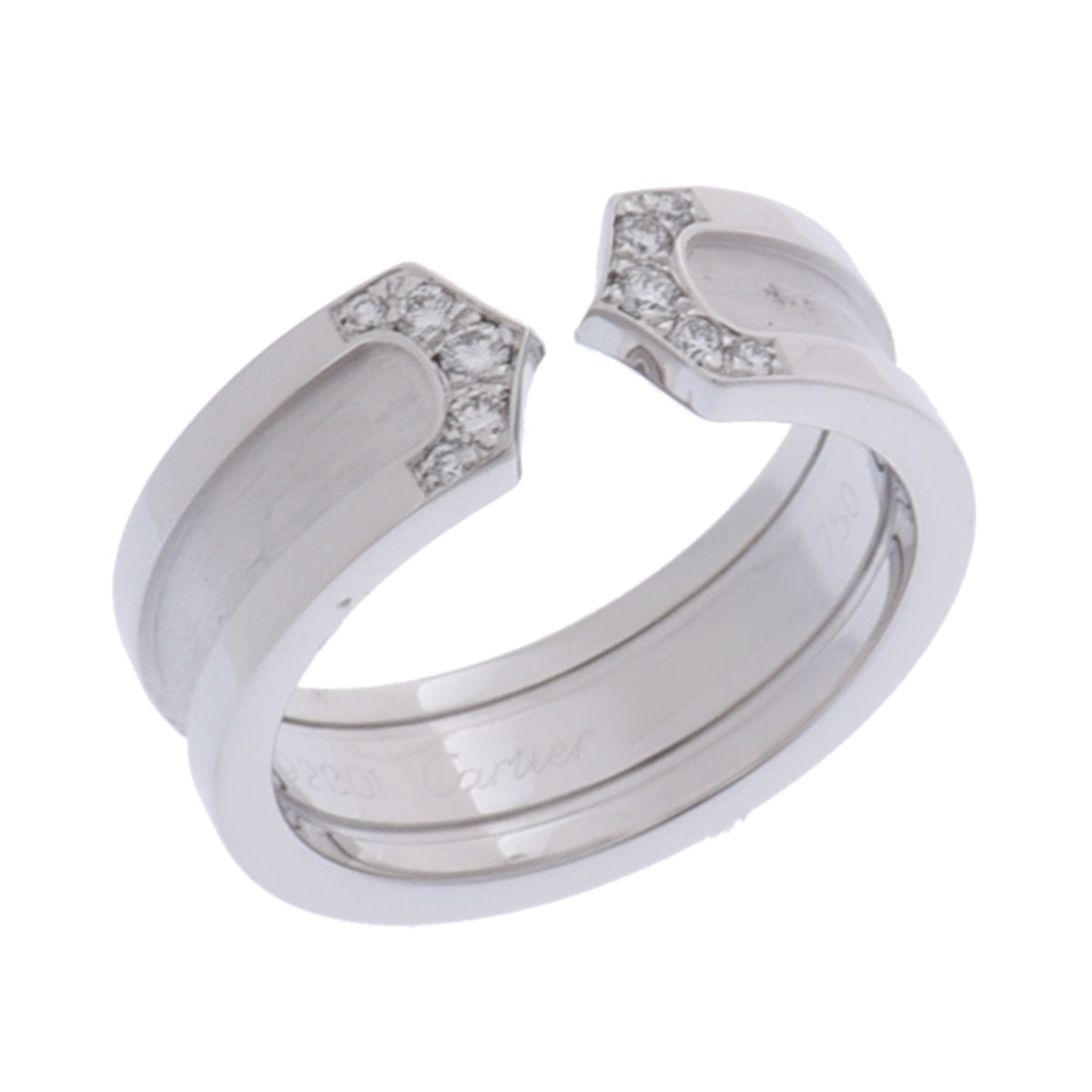 カルティエ C2リング #52 シルバー K18ホワイトゴールド WG レディース