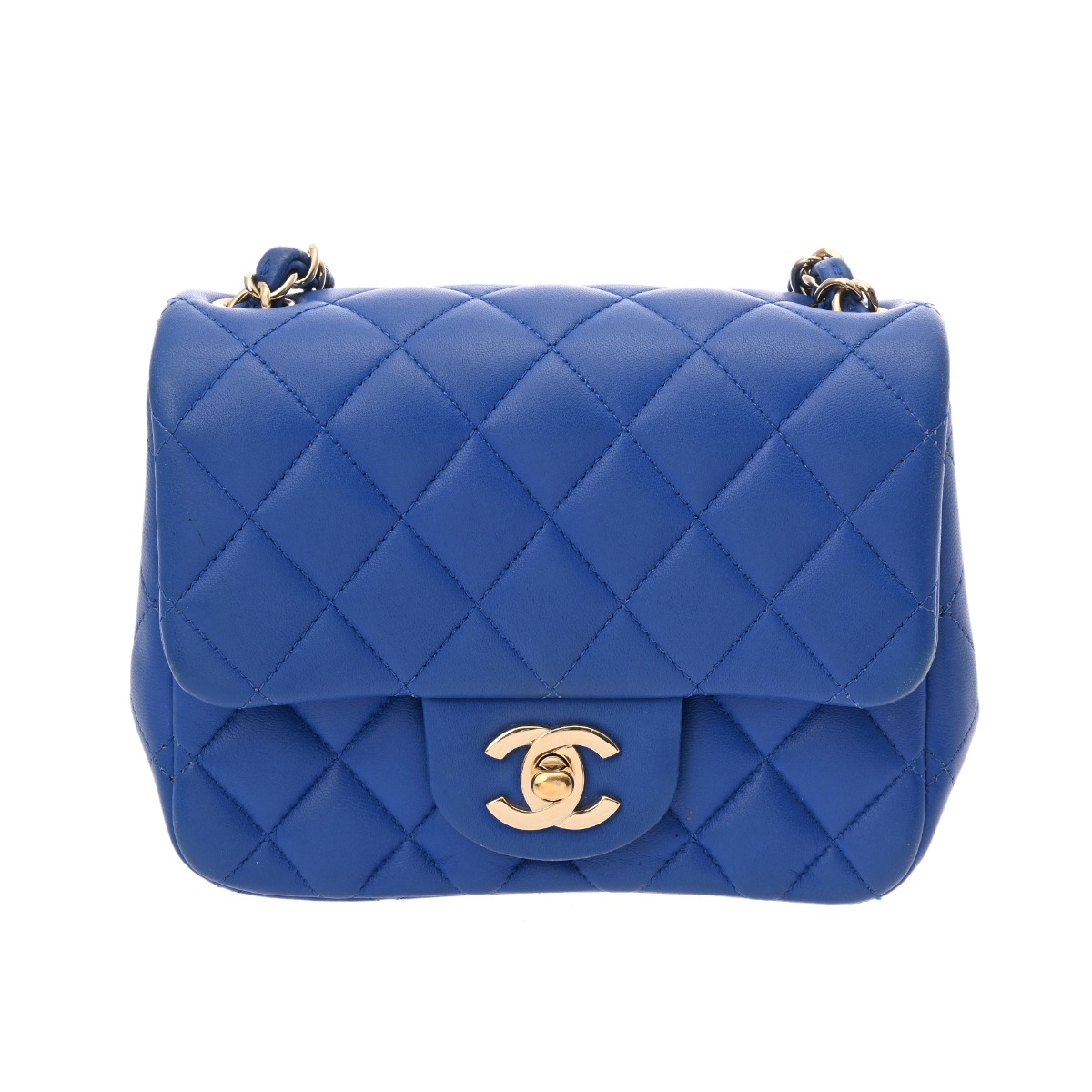 シャネル マトラッセ ミニフラップバッグ 17 ブルー A35200 ラムスキン