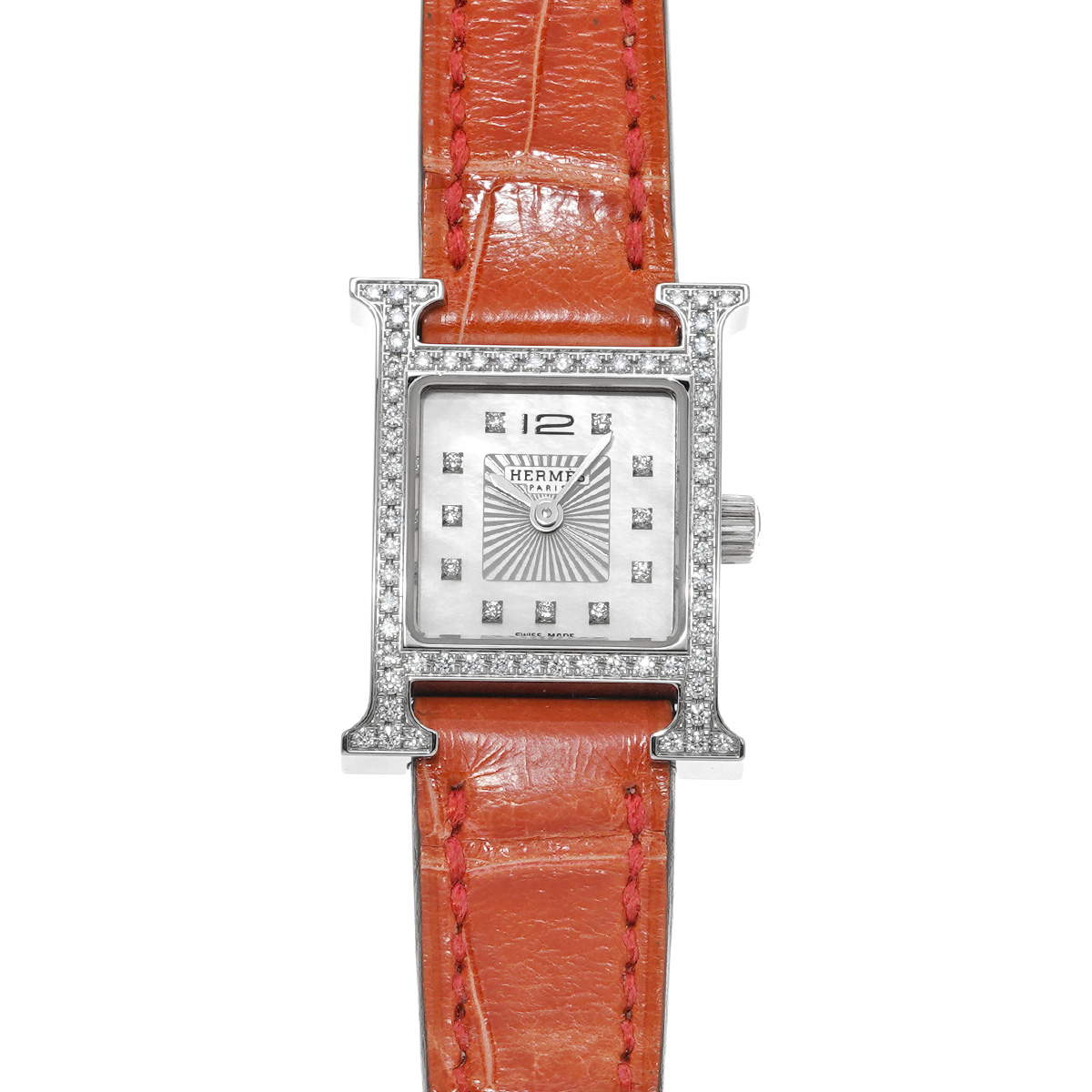 エルメス Hウォッチ ミニ HH1.130 ホワイトシェル/ダイヤモンド