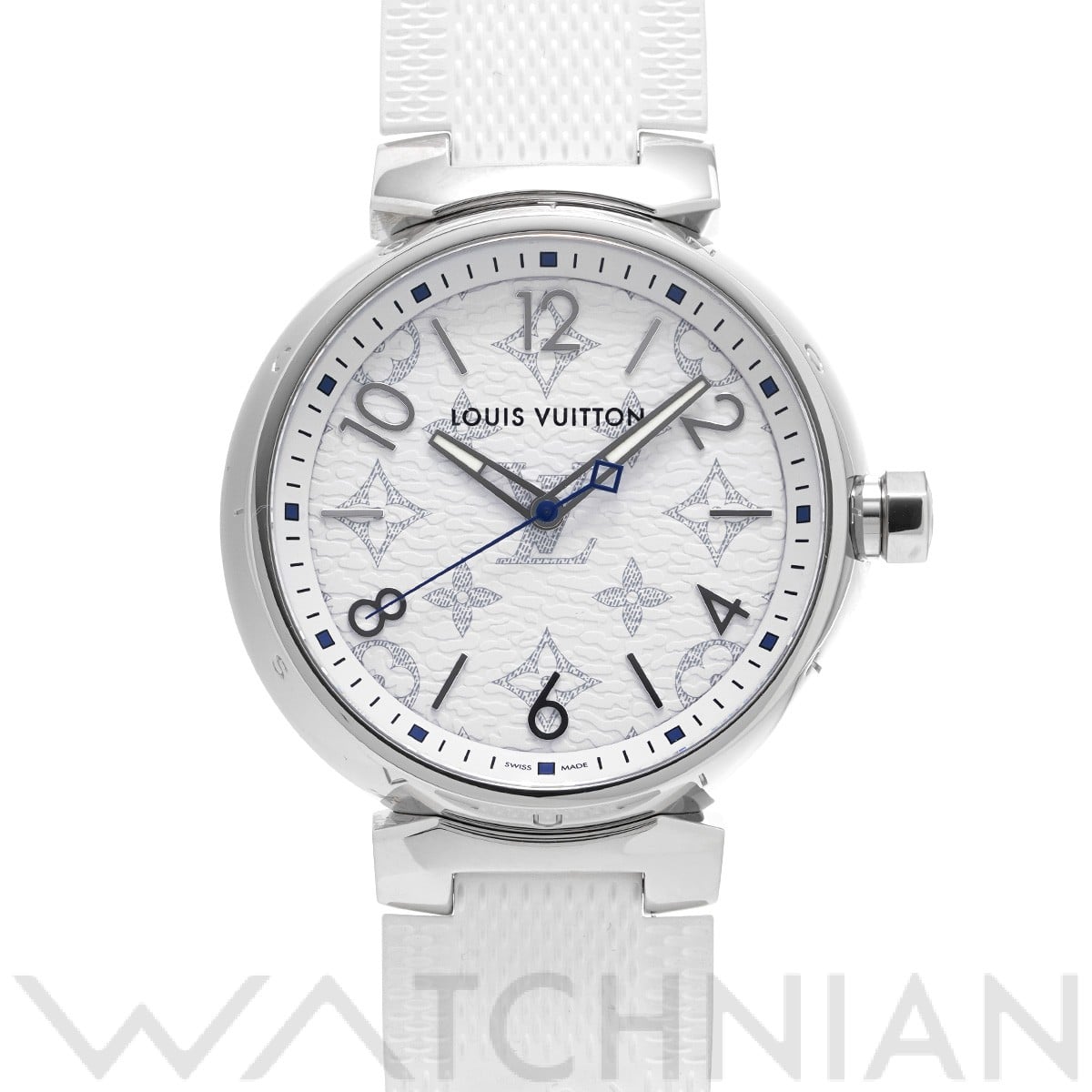 ルイ ヴィトン タンブール モノグラム QA114Z ホワイト メンズ 時計