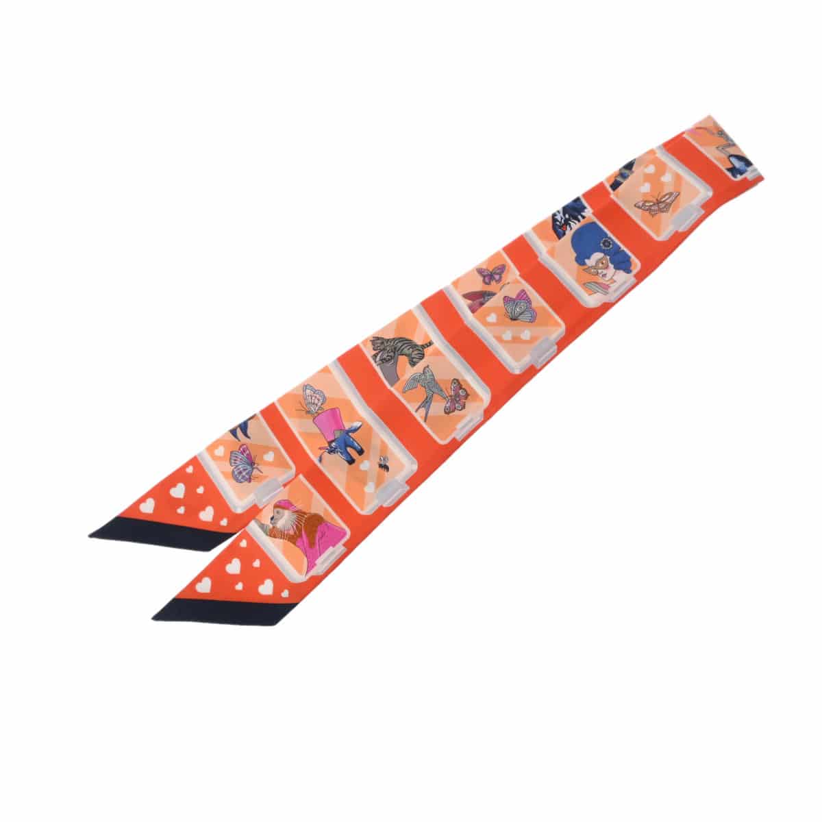 エルメス ツイリー HERMES STORY オレンジ 063875S シルク100