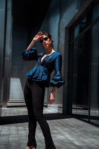 The Jacquard Peplum Top – Hong Hoa