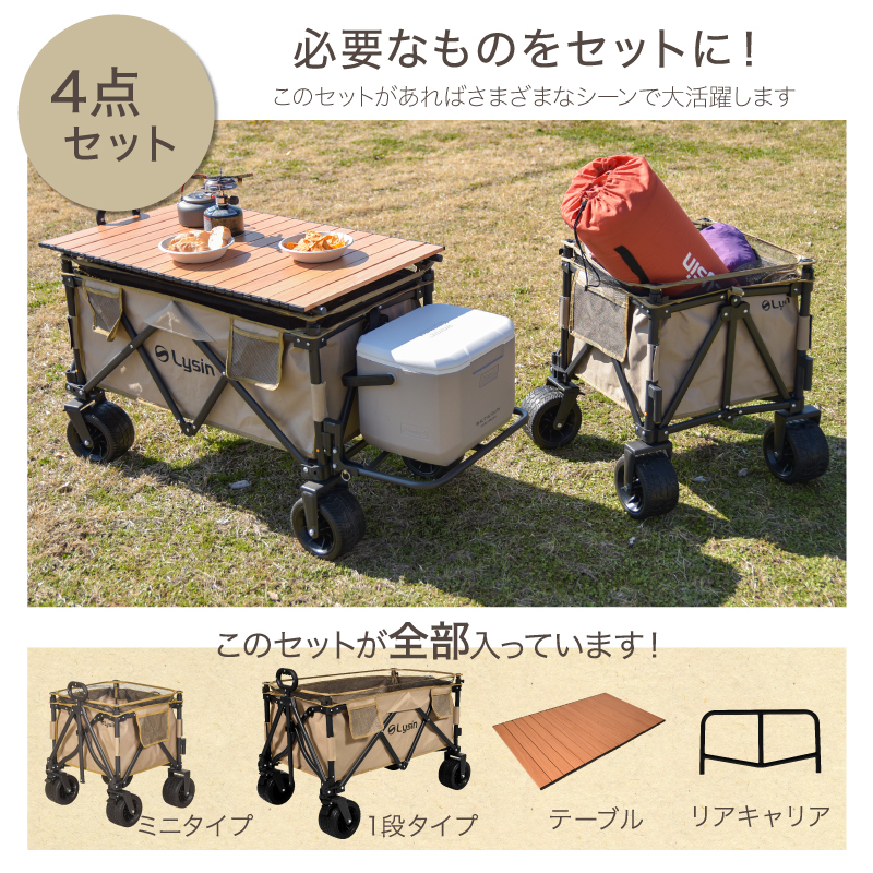 ライシン アウトドアワゴン Eシリーズ 2点セット / 4点セット キャリー