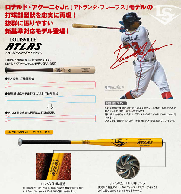 ルイスビルスラッガー 木製 RA13型アクーニャJr.モデル 84cm