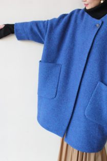 パシオーネ（PASSIONE）ノーカラーシャギーコート／ブルー - 23,100円