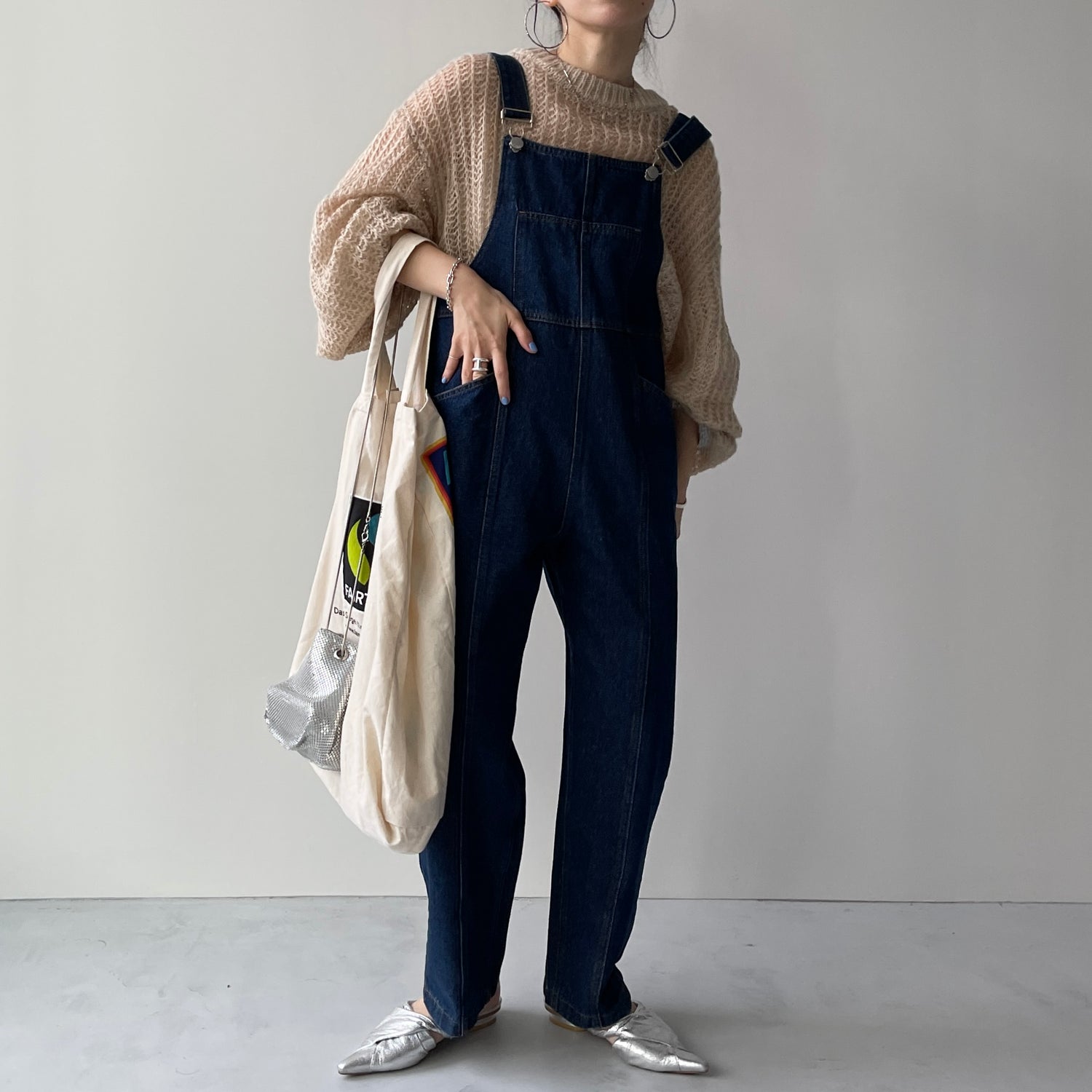 loose and slim denim salopette / blue （ルーズアンドスリムデニム