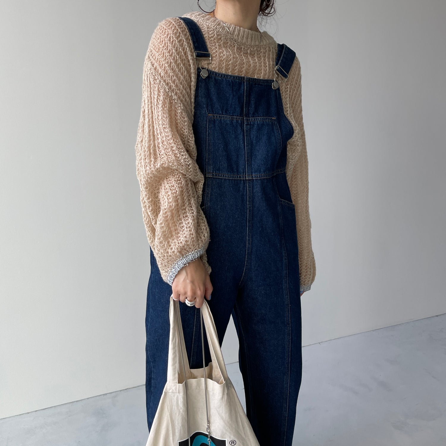 loose and slim denim salopette / blue （ルーズアンドスリムデニム