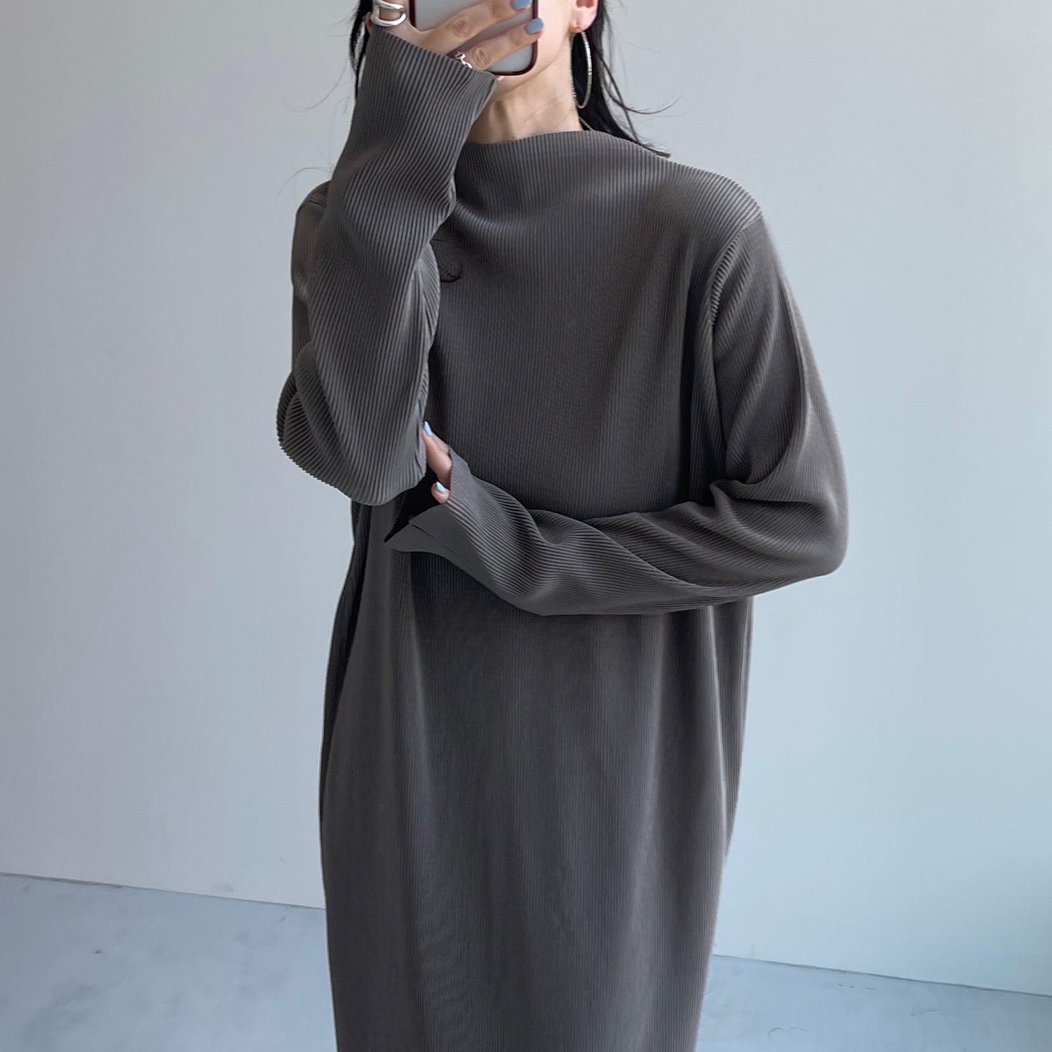 daily daily super stretch pleats one piece / ash gray [FREE or