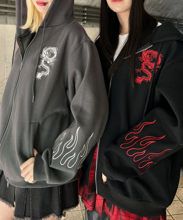 ドラゴン刺繍ビッグZIPパーカー – WEGO ONLINE STORE