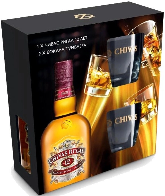 Set Chivas Regal 12 years old, gift set with two glasses Chivas