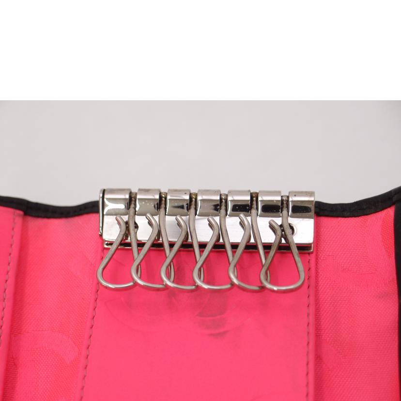 CHANEL シャネル キーリング エナメル 黒×ピンク レディース