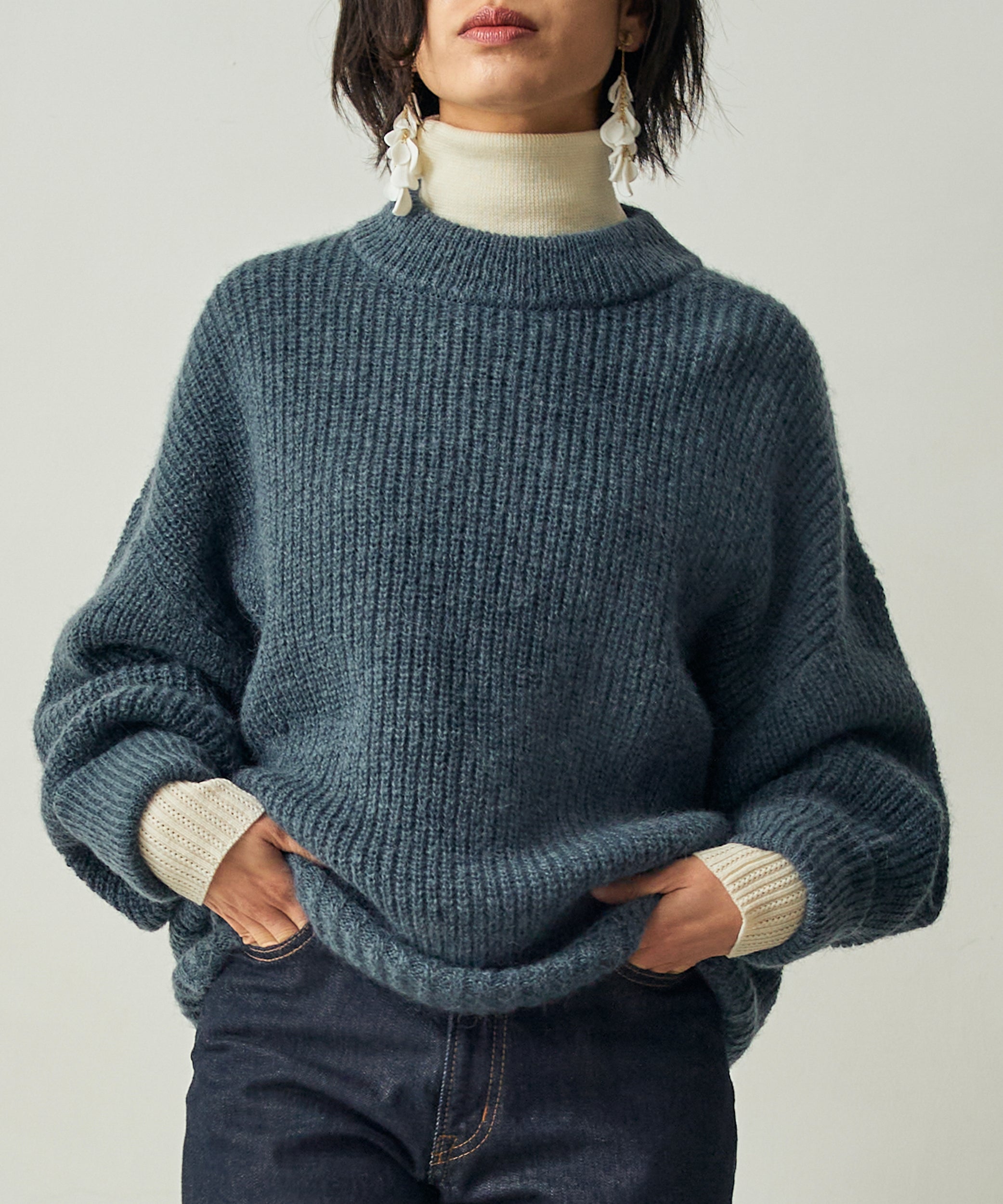 アルパカモヘヤ畦編みプルオーバー (mum904) – WOOL STUDIO