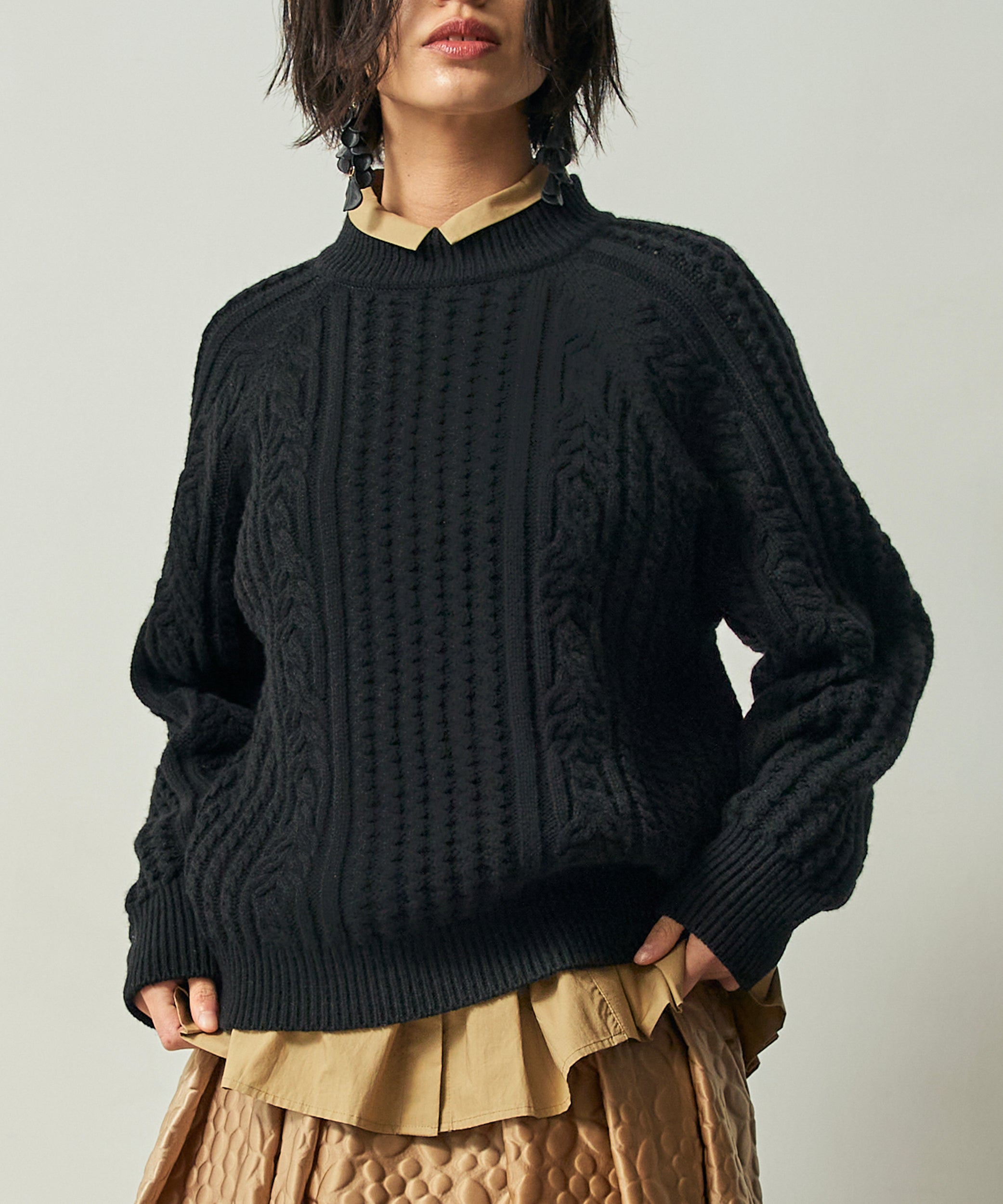 カシミヤウールケーブル編みプルオーバー (mum906) – WOOL STUDIO