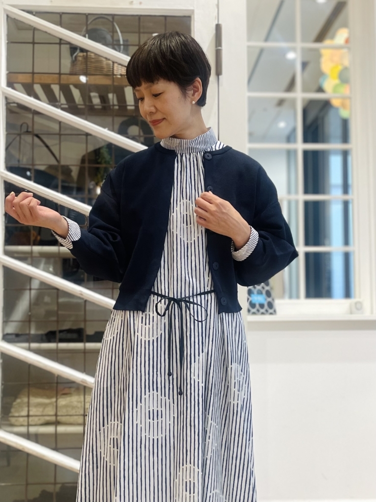 mina perhonen ミナぺルホネン misty flower スタンドカラーギャザードレス