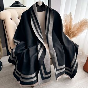 ブラック×グレー】春、秋まで使えるリバーシブル大判ストールを税込