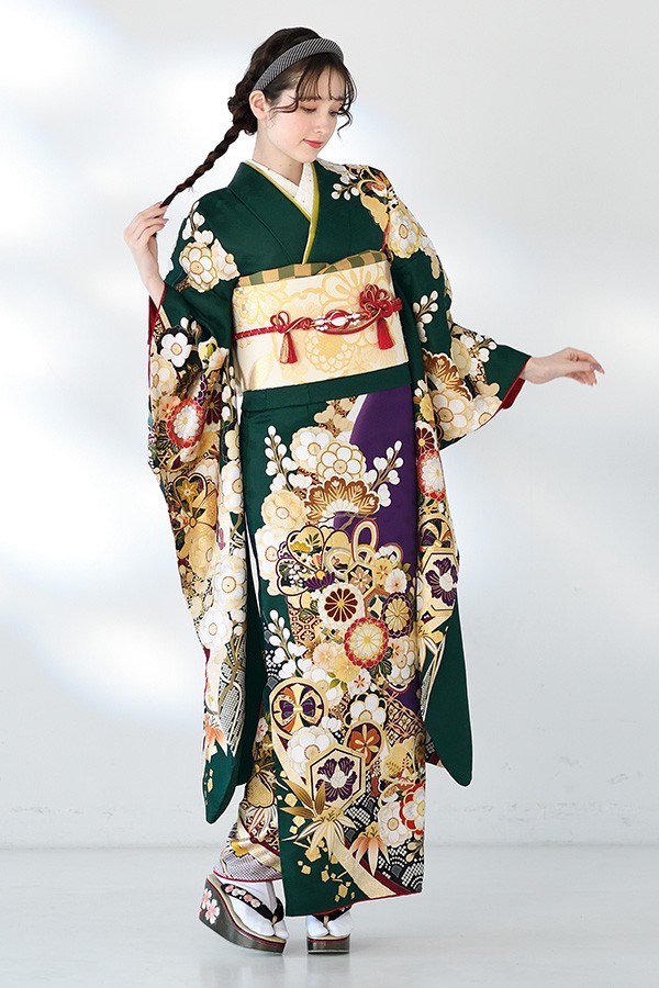 緑と紫のグラデーションの振袖-KR614｜振袖ギャラリー｜浜松市で成人式