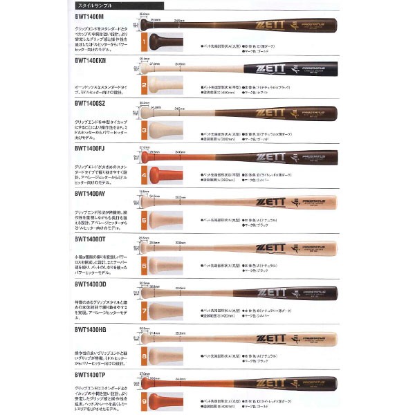 オーダー】ゼット 硬式木製バット プロステイタス オーダー BWT1400