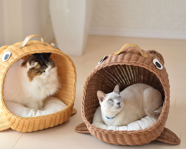 ラタンくじらベッド シンシアジャパン 猫用 キャットベッド 籐製品