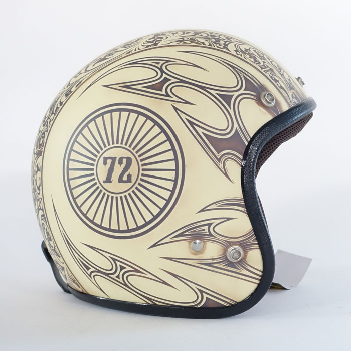 3-142 レザーカービング アイボリー | ジェットヘルメット | 72JAM