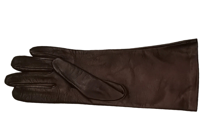 メローラ レディース ロング手袋◇ナパレザー◇ブラウン/MINK《シルク