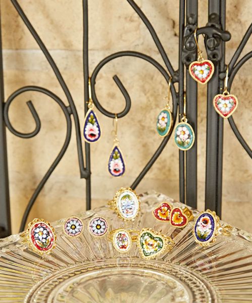 ベネチアンガラス】モザイクスタッズミニピアス(HEART ASST): 『欧州航路』