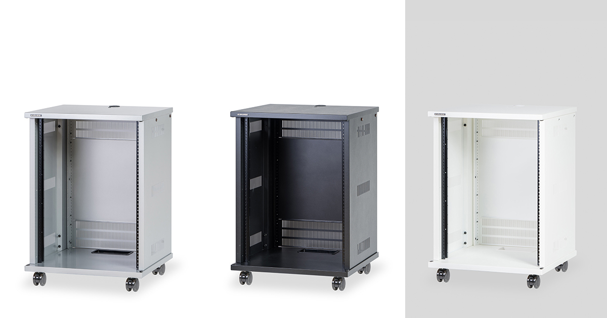 15U スチール製AVワゴン（組立済・扉なし）｜CWZ-15-DN｜カナレ電気