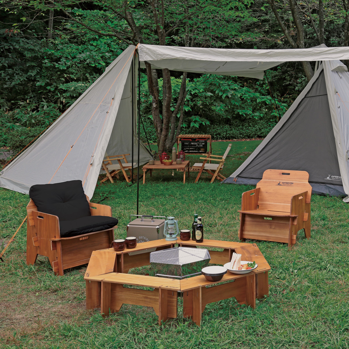 CSクラシックス べニア背付きソロベンチ - アウトドア・キャンプ用品