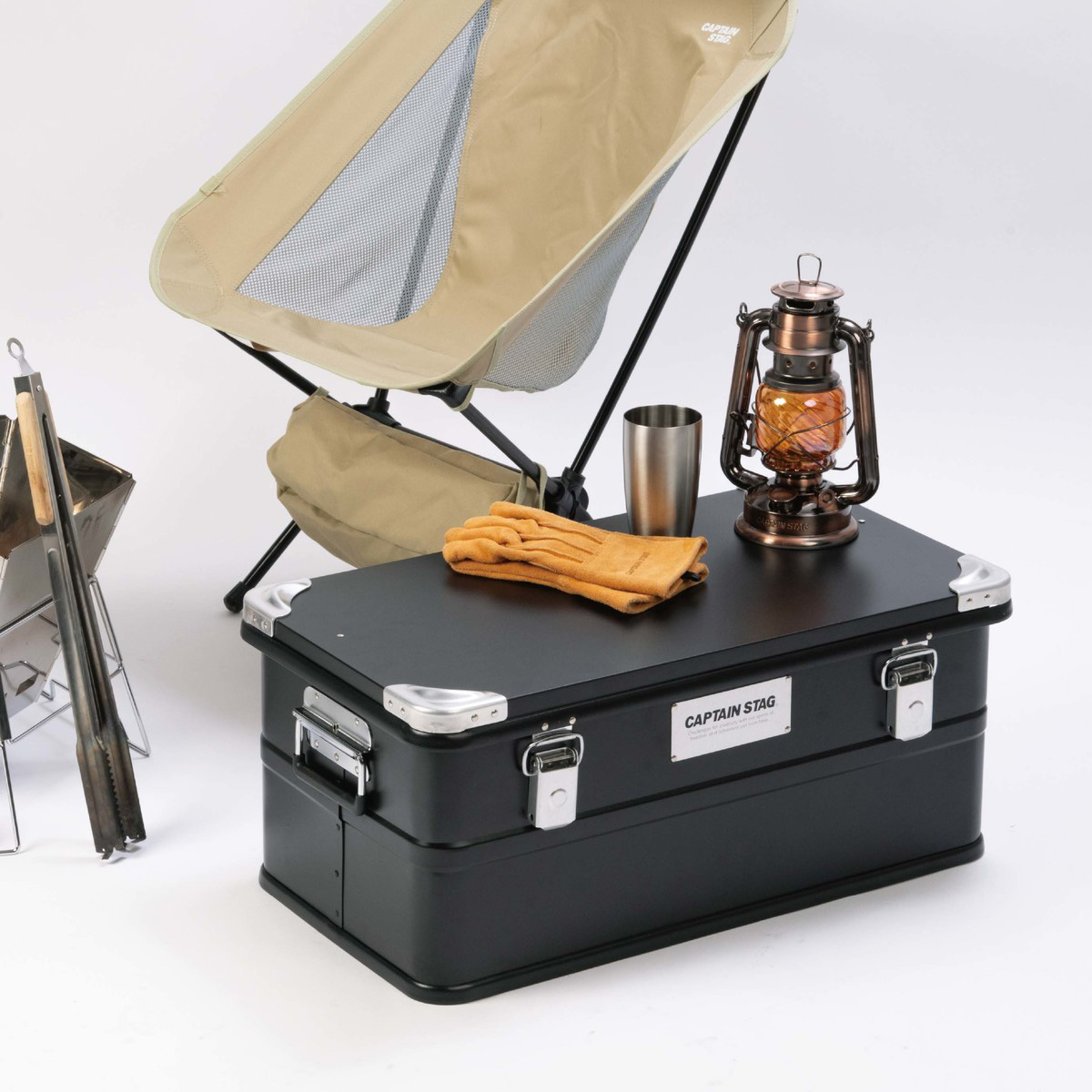 ブラック アルミコンテナボックス 50L - アウトドア・キャンプ用品