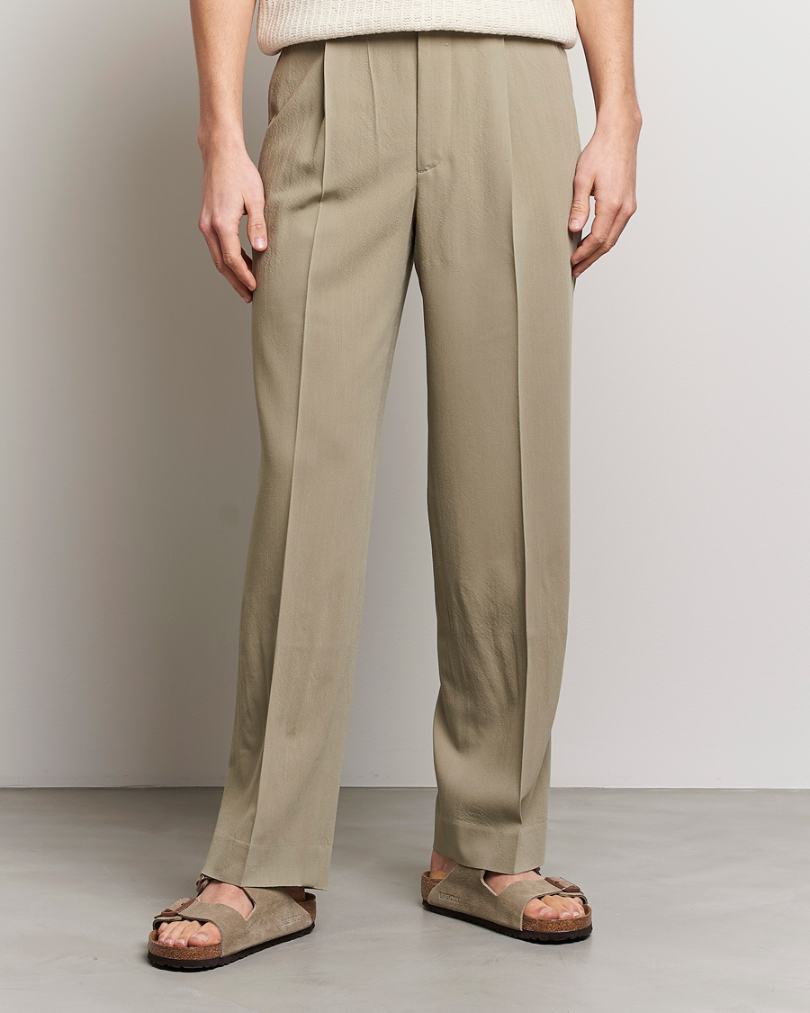 Auralee Viyella Wool Slacks Light Khaki at CareOfCarl.com
