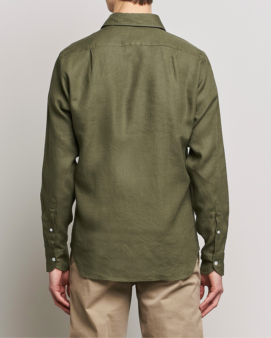 Drake's Linen Summer Shirt Khaki Green at CareOfCarl.com