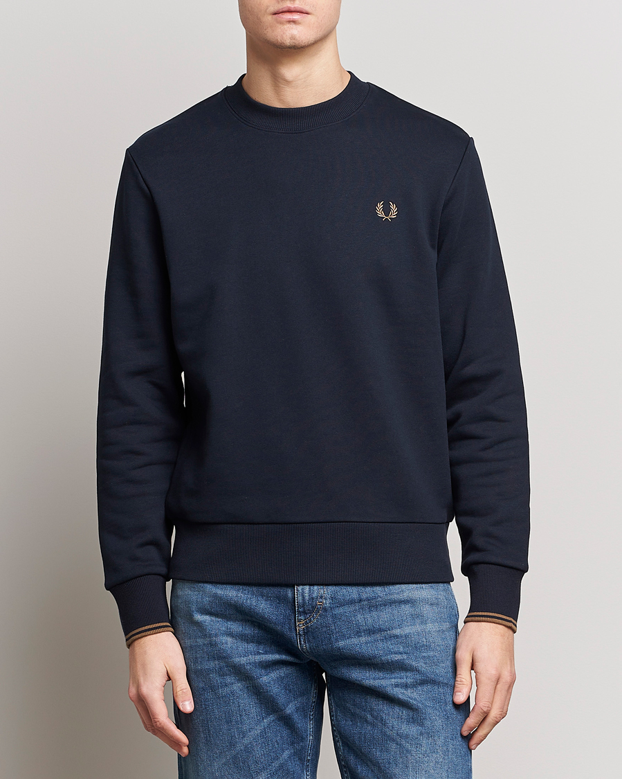 Fred Perry Crew Neck Sweatshirt Navy at CareOfCarl.com