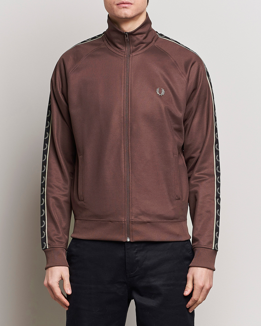 Fred Perry Taped Track Jacket Brick Red at CareOfCarl.com