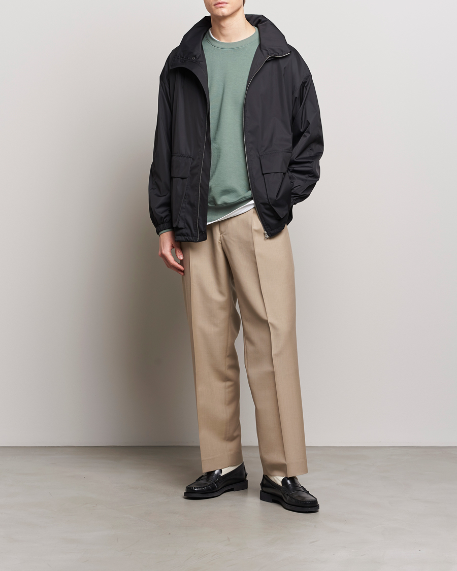 Auralee Polyester Satin Zip Jacket Black at CareOfCarl.com