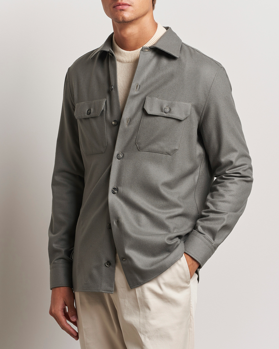 Brunello Cucinelli Double Pocket Overshirt Olive at CareOfCarl.com