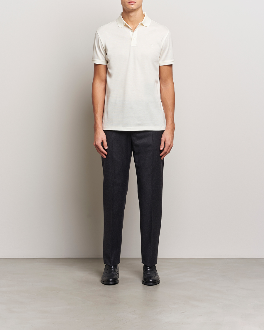 Ralph Lauren Purple Label Monogram Logo Polo Off White at