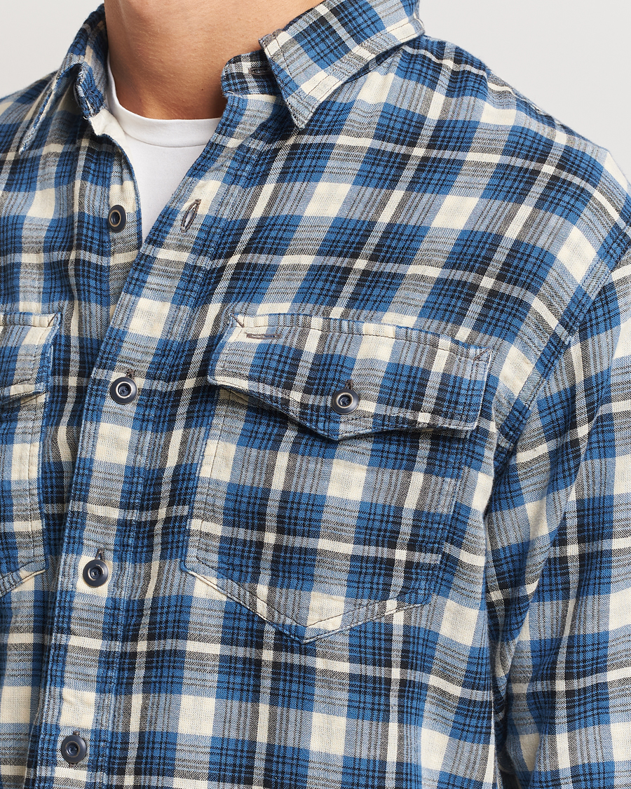 RRL Herc Flannel Shirt Blue Check at CareOfCarl.com